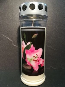 JEKA 7 Tage Motiv Grabkerze Lilie | Grablicht | Öllicht | Grabschmuck, Grab - Bild 1 von 4