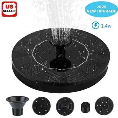 Solar Power Bird Bath Fountain Pump Upgrade 1.4W Solar Fountain with 4 Nozzle - Image 1 of 4