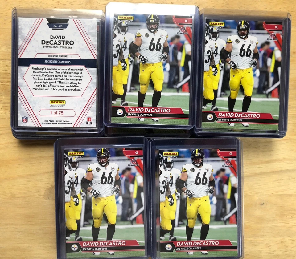 (5) 2017 PANINI INSTANT AFC NORTH CHAMPS DAVID DECASTRO CARD 1 Of 75 - Image 1 of 1