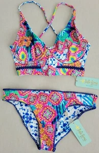 Luli Fama Beautiful Mess Stitched Bustier Top (S) & Reversible Full Bottom (XS) - Picture 1 of 12