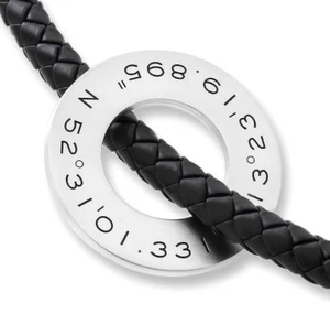 Männerkette Kautschukkette mit Ring Anhänger Herrenschmuck mit Gravur  - Imagen 1 de 4