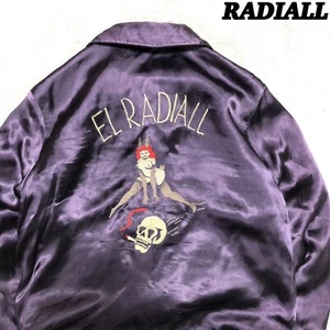 【Sukajan】RADIALL Souvenir Jacket Reversible Sukajan Velvet Sexy Embroidery Skul… - Picture 1 of 18