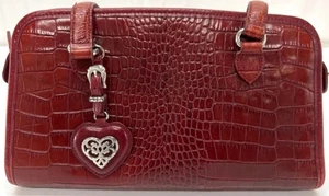 Bolso de Colección Brighton Borgoña Croc Cuero Guijarro Repujado Doble Asa - Imagen 1 de 21