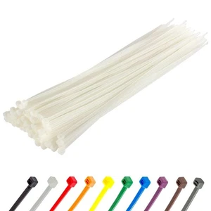14 Inch White/Clear Zip Ties, 100 Pack, 50lb Strength, UV Resistant Long Nylo... - Picture 1 of 7