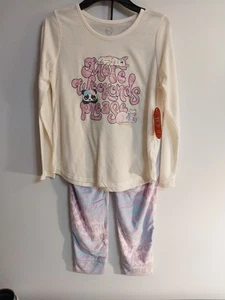 Girls Large (10-12) LS 2PC Pajama Set Cat, Dog, & Panda - Picture 1 of 3