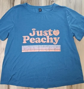 Woman's Plus Shein Curve 1XL Graphic T Shirt "Just Peachy" - Picture 1 of 8