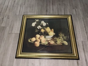 Blumen & Obst auf einem Tisch vom französischen Künstler Ignace Henri Jean Fantin Druck - Bild 1 von 15