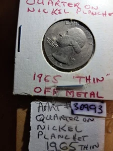 1965 Washington Quarter MINT ERROR THIN METAL. COIN IN HOLDER. - Picture 1 of 2