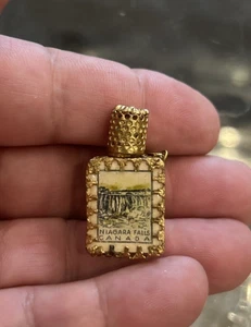 Vtg MCMi Mini Glass Gold Filigree Perfume Bottle Screw on Lid Niagara Falls - Picture 1 of 8