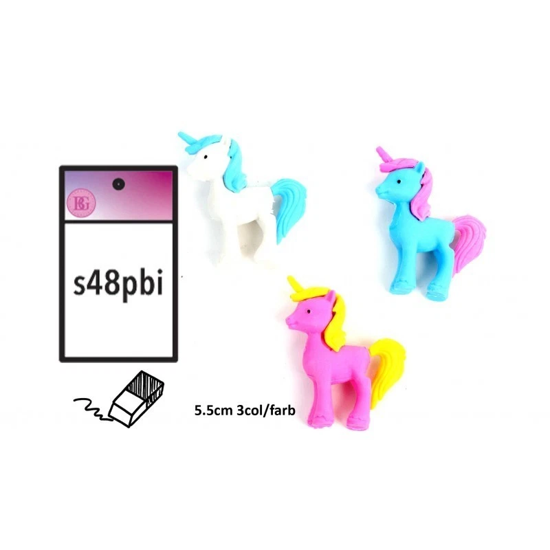 48 Radiergummi Einhorn Sonderposten Restposten Tombola Wurfmaterial Karneval - Bild 1 von 1