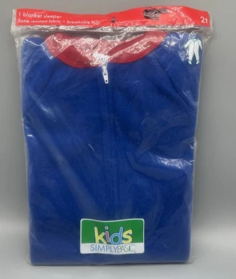 Pijama antigo infantil simplesmente básico cobertor dormir 2T azul Walmart com pés NOS 90s Y2K - Imagem 1 de 4