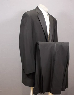 Calvin Klein 2 Pc Tuxedo Men's Black  Wool 46L Pleated Fronts 40" Waist - Image 1 of 4