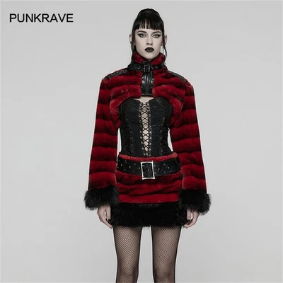 Punk Rave Mujeres Moda Rojo Imitación Cuero Rock Gótico Ultra-suave Chaqueta Abrigo Foto 1 de 4