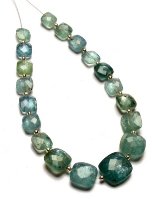 Piedras preciosas de cianita natural tamaño de 7 a 14 mm cuentas facetadas con forma de cojín hilo de 9" Foto 1 de 4