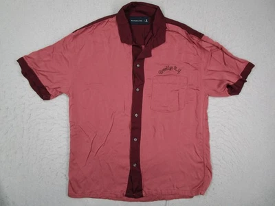 Abercrombie & Fitch Shirt Mens Medium Red Maroon Button Up Brooklyn NY Bowling - Image 1 of 4