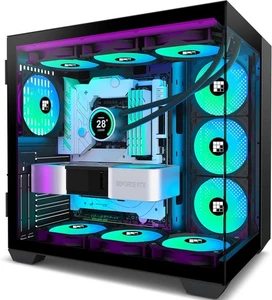 F600 PC Case - Pre-Installed 6 PWM ARGB Fan, ATX Mid-Tower Gaming PC Case, 270° - Picture 1 of 8