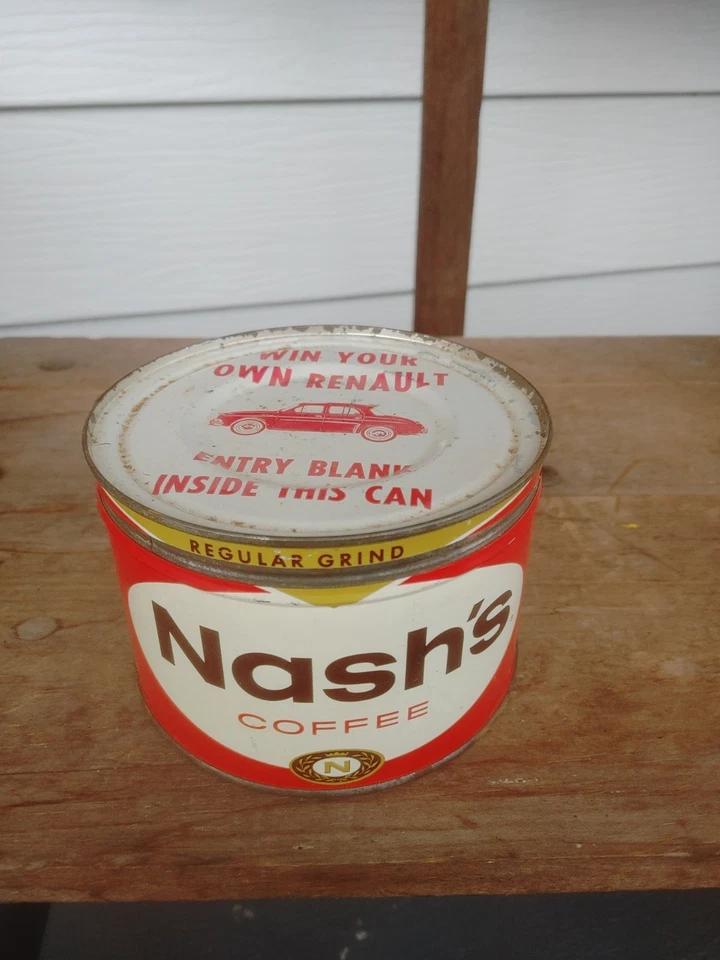 Vintage 1950s Nash's Renault Automobile Advertising Coffee Can, Rare Lid? 1 Lb - Image 1 of 4