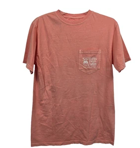 Southern Fried Cotton Pocket T-Shirt on Back Boat on the Ocean Orange SS Small - Picture 1 of 7