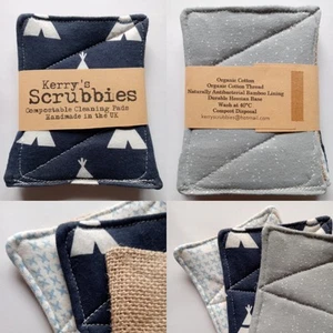 Kerry's Scrubbies: Compostable sponge/cleaning pads : Set of 3 - Picture 1 of 5