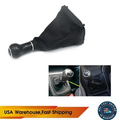 5 Speed Gear Shift Knob With Boot Black Manual For VW Volkswagen Jetta 2002-2012 - Image 1 of 4