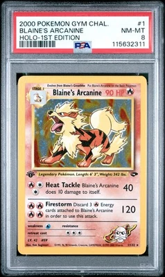 Pokémon TCG Blaine's Arcanine 1st Edition Gym Challenge Holo Card 1/132 PSA 8 - Image 1 of 2