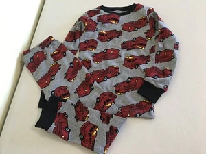 New Carter's Firetruck Pajama Set Long sleeve long pants Snug Gray Boys - Picture 1 of 1