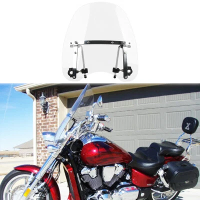18"x16" Clear Motorcycle Windshield 7/8 & 1" Handlebar For Honda VTX1300 VTX1800 - Image 1 of 4
