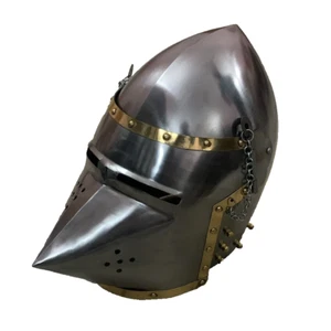 18G Acero Suave Medieval Bascinet Combate Cerdo Cara Armadura Casco Disfraz Halloween - Imagen 1 de 4