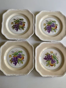 4 JOHNSON BROS FRUIT SQUARE PASTEL SALAD PLATE OLD ENGLAND ROPE TRIM 7.5" Yellow - Picture 1 of 6