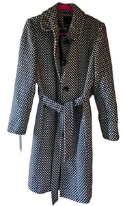 Collection DEBEBHAMS Black & White coat Spotty Tie Waist & Button pocket Size 14 - Picture 1 of 9