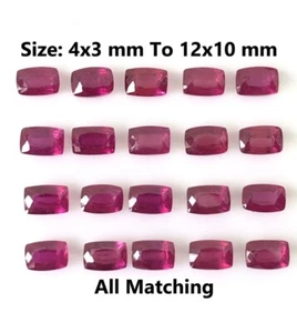 Ruby Cushion Cut Faceted 4x3, 5x3, 5x4, 6x4, 7x5, 8x6, 9x7, 10x8, 11x9 & 12x10mm - Picture 1 of 8