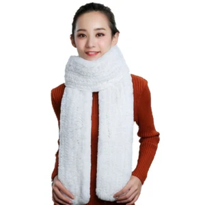 Winter Fur Scarf Women Real Rex Rabbit Warm Neckerchief Fluffy Soft L'180cm - Picture 1 of 16