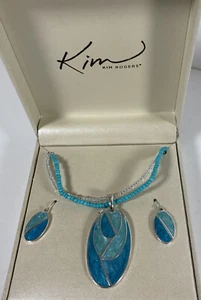 Kim Rodgers turquoise Blue Necklace And Earrings Jewelry set. - Picture 1 of 6