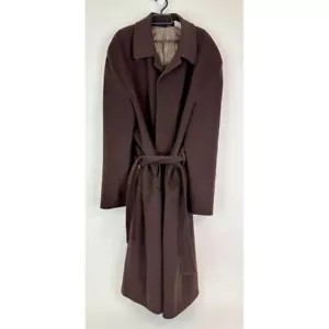 Istanti Wool Cashmere Belted Coat Brown Overcoat Made In Italy Size 56 - Picture 1 of 10