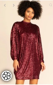 Nwt TRINA TURK Enjoyment Mini Dress BURGUNDY Sequin COCKTAIL PARTY HOLIDAY Sz M - Picture 1 of 11