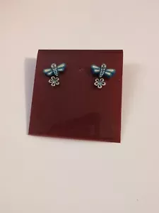 2Ed Dragon Fly And Flower Earrings - Picture 1 of 3
