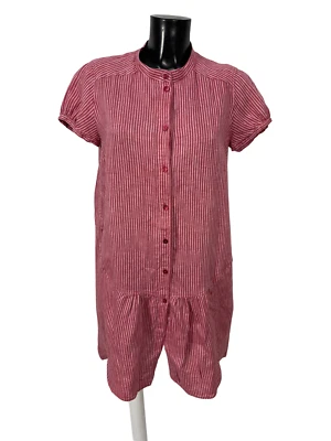 Oska Damen Kleid Rot Gestreift Leinen Gr 40/42 / 2 ( S 4867) - Bild 1 von 4