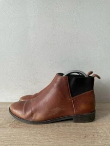 DAMEN HELLBRAUN LEDER ELASTISCH FLACH STIEFELETTEN GRÖßE UK 6 EUR 39 K31 - Bild 1 von 8