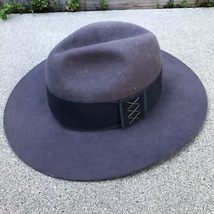 NINAKURU Wool Felt Wide Brim Fedora Hat Gray Blue Women's One Size Ojai Cap - Picture 1 of 8