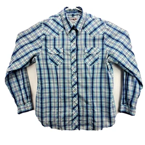 Roper Women's Shirt Size XLarge L/S Pearl Snap Up Western White/Blue/Green Plaid - Picture 1 of 10