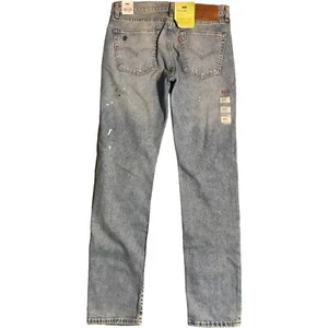 Pantalones de mezclilla ajustados Levis Premium 510 nuevos con etiquetas pintura elástica salpicaduras grandes E 33x32 azul claro - Imagen 1 de 16