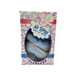 Baby Slippers Air Baby Size Small Blue Cloth Rubber Soles USA Vintage Prop Play - Picture 1 of 11