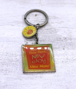 Vintage Metal New Life - New Love - New Joy - New Mom Keychain Made in USA - Picture 1 of 6