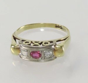 Anillo de mujer vintage con diamantes 0,20 quilates y turmalina 585 14 K- 54 (17,2 mm Ø)* - Imagen 1 de 8