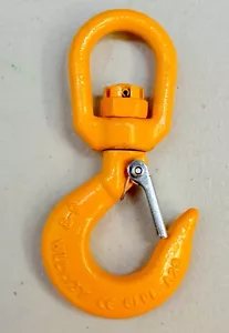 1X 6mm 1.12T Grade 80 Swivel Hook w Safety Latch Lifting Sling Slip Rigging - Picture 1 of 4