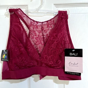 NEW Bali Comfort Revolution Plunge Racer-Back Bra WireFree Medium Fuchsia DF6593 - Picture 1 of 4