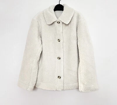Chaqueta de oso de peluche Uniqlo forrada en pilas de vellón blanco roto grande ligera cálida nueva con etiquetas Foto 1 de 4