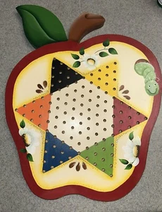 De Colección Madera Arte Popular Damas Chinas Tablero de Juego/Decoración de Pared, Manzana del Campo - Imagen 1 de 9