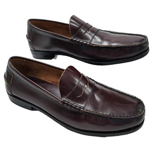 Florsheim Berkley Mock Toe Penny Loafers Dress Shoes 12 E Burgundy 17058-05 - Picture 1 of 7