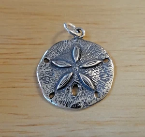 Seashell 18 mm Sand Dollar Beach Sterling Silver Charm - Picture 1 of 2